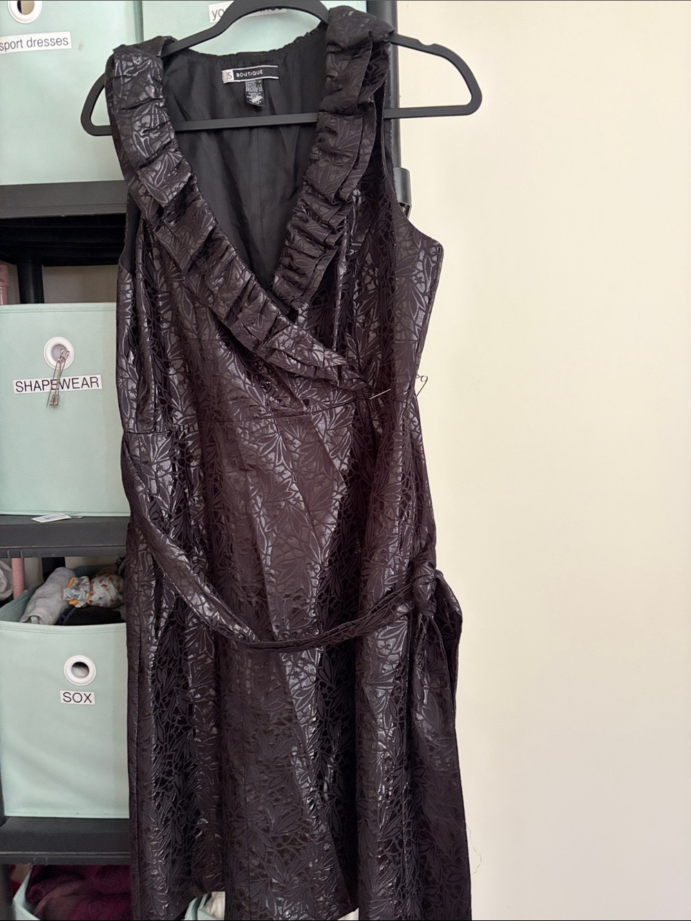 JS Boutique Black One-Shoulder Ruffle Wrap Dress